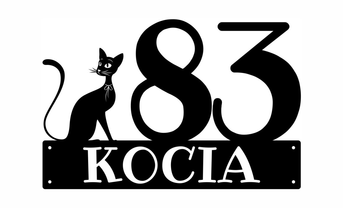 Numer na dom z grafiką kota