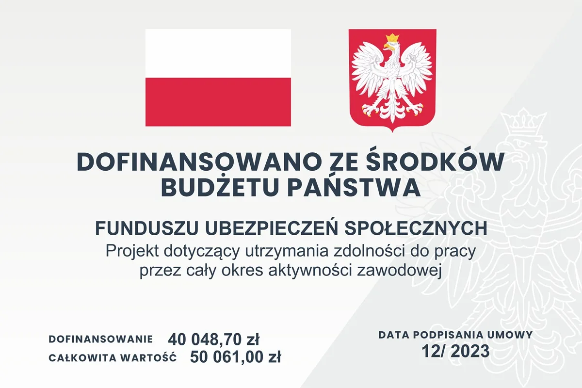 Dofinansowano ze środków budżetu państwa, Fundusz Ubezpieczeń Społecznych